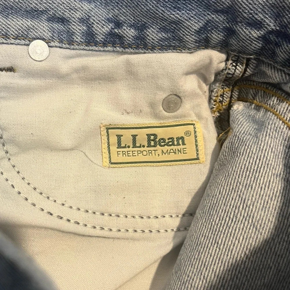 VTG L.L. BEAN 90s High Waisted Contrast Stitching Light Wash Mom Jeans - Picture 9 of 13